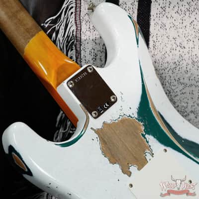 Fender Custom Shop Wild West White Lightning Stratocaster HSS Floyd Rose Rosewood Board 22 Frets Heavy Relic British Racing Green 8.20 LBS image 13