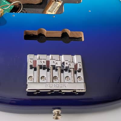 Left Handed 2022 Fender Player Plus Precision PJ Bass body loaded with wiring harness Bel Air Blue image 2
