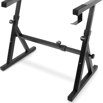 Heavy Duty Folding Keyboard Stand - Sturdy Reinforced Z Design w/ Adjustable Width & Height, Foam Padded Arms, Digital Piano Stand, Fits 54-88 Key Electric Pianos & Used for Travel & Storage image 1