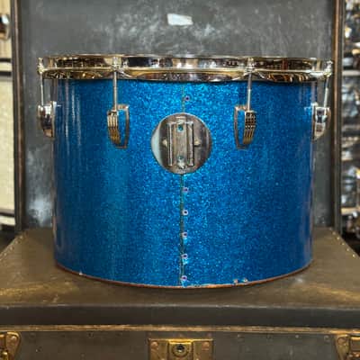 VINTAGE 1970's Ludwig 10x14" Blue & Olive Badge Concert Tom in Blue Sparkle image 2