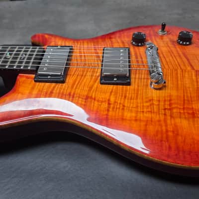 Joe White Guitarworks British Custom Shop UK Boutique Luthier AAA Flame 10 Top Sunburst Tomato Soup Masterbuilt Master Built Custom Abalone Leaf Inlay 22 PRS Tribute image 7