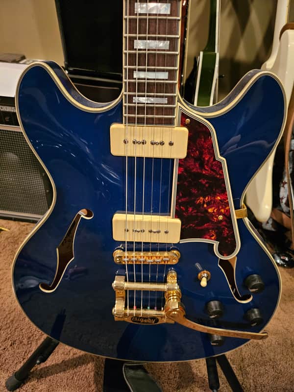 D'Angelico Excel DC Shoreline Semi-Hollow with Bigsby 2010s - Indigo image 1