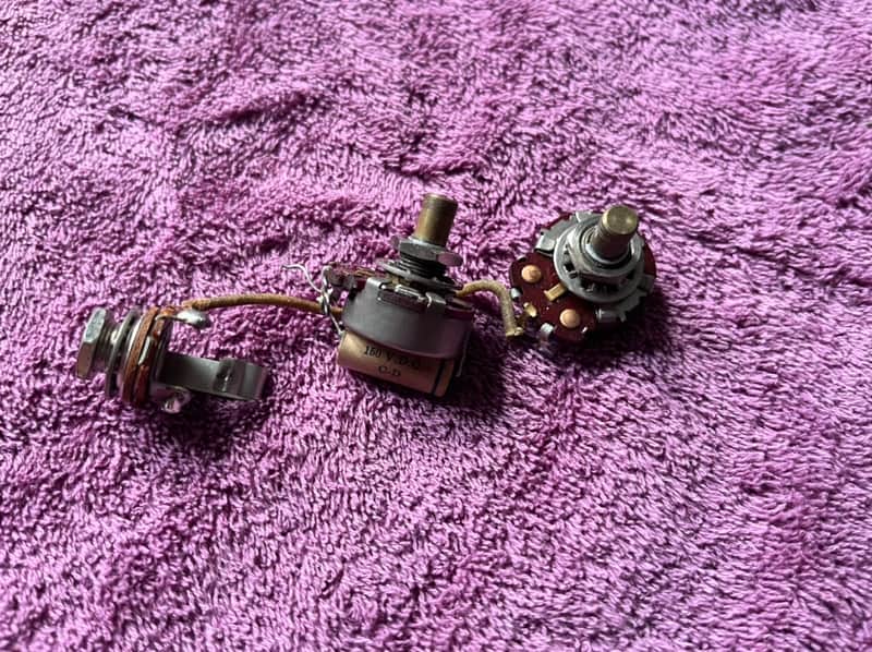 1960 set Fender Duo Sonic Precision Telecaster Musicmaster guitar bass pots harness jack image 1