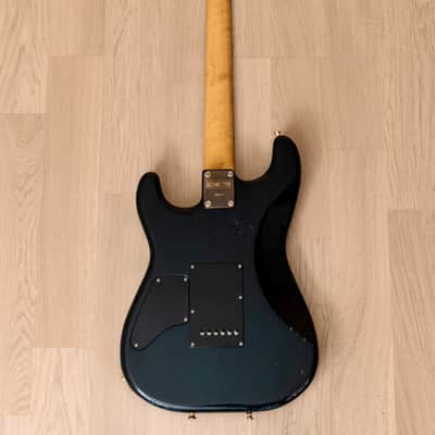 1980s Schecter HH S-Style Superstrat, Flame Top Trans Blue w/ Case image 3