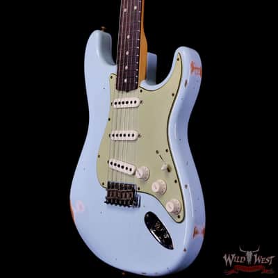 Fender Custom Shop 1962 Stratocaster Hand-Wound Pickups AAA Dark Rosewood Slab Board Relic Sonic Blue image 2