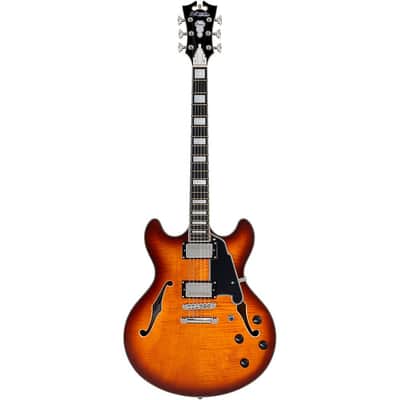 D'Angelico Premier DC Semi-Hollow Electric Guitar Regular Dark Iced Tea Burst image 3
