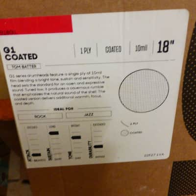 Never Used - 18" Bass Drum Batter + Reso Set - Evans G1 Coated + Remo Ambassador Clear image 7