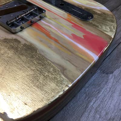 Made to Order - FRANCHIN Mars guitar body Colorful Wood Grain Oil Paint and Metallic Leaf Swamp Ash Telecaster-Tele-T-Style Made in Italy image 7