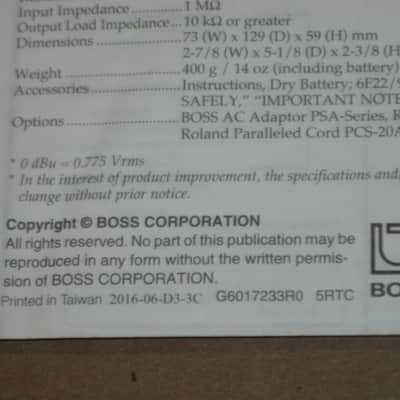 Boss original INSTRUCTIONS for GE-7, CS-3, and NS-2 (NO pedals, NO boxes, NO other items) 2010s (copyright years, 2010, 2015, and 2016) - white matte paper - black print, black graphic image 22