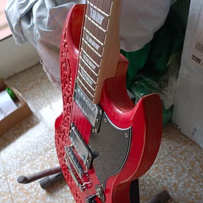 Custom Harley Benton SG type 2023 - Red, hand Carved in Florence, Italy. Custom Guitar, Solid Body; Vintage look Double cut image 15