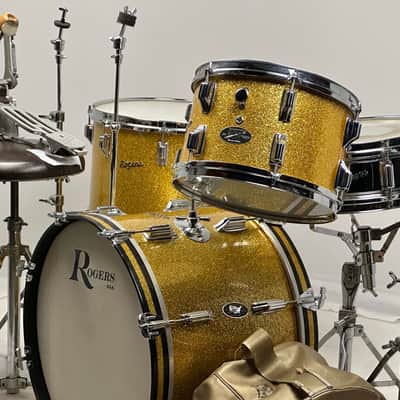 Rogers 20/12/16" Cleveland-Era Holiday Drum Set - VIDEO Gold Sparkle "Headliner" Outfit w/ 5x14" Powertone image 1