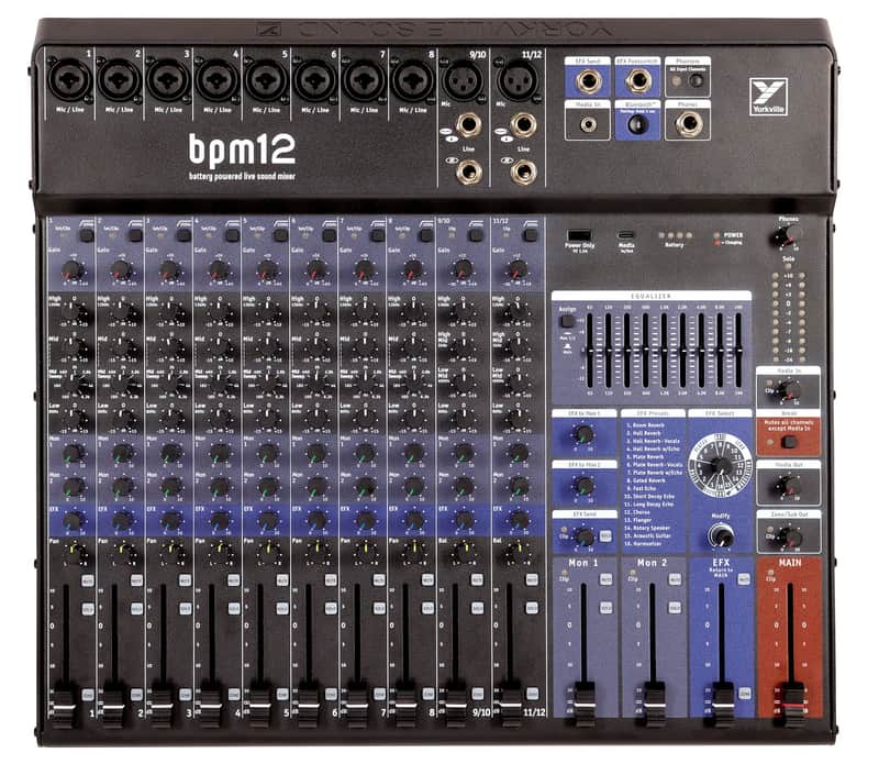 Yorkville BPM12 12-Channel Battery-Powered Mixer with USB image 1