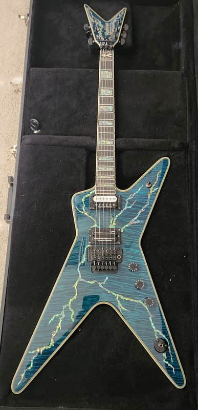 Washburn Boogiebolt Custom Boogie Street guitar with OHSC  Dime Dimebag BSG1 2005 - Blue quilt with abalone lightning bolt inlay image 1