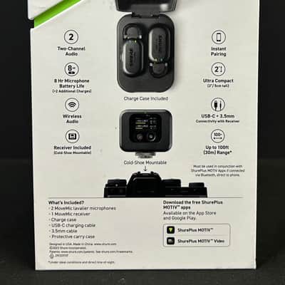 Shure MoveMic Two Receiver Kit Clip-On Microphone and Receiver 2024 - Present - Black *New Sealed image 5