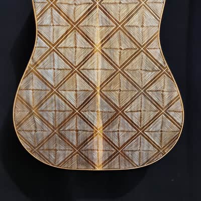 Blueberry Handmade Acoustic Guitar Dreadnought with Hand Carved Grooved Patterns image 8