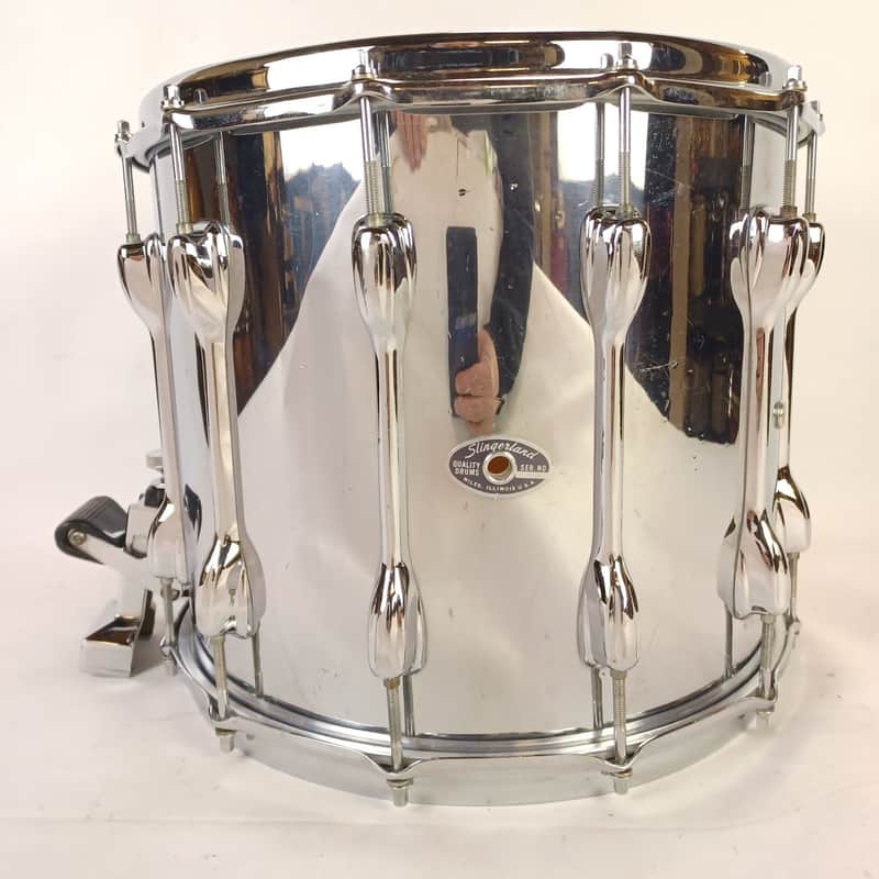 Slingerland 12x14"TDR Marching Snare Drum Chrome Over Wood Vintage 70s Maple Tom image 1