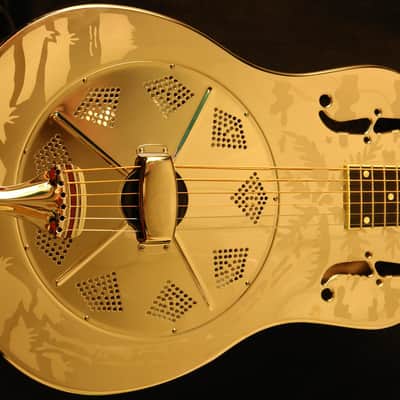National Reso-Phonic Style O GERMAN SILVER 12 Fret 2023 Mirror Nickel w/ Deco Palms image 3