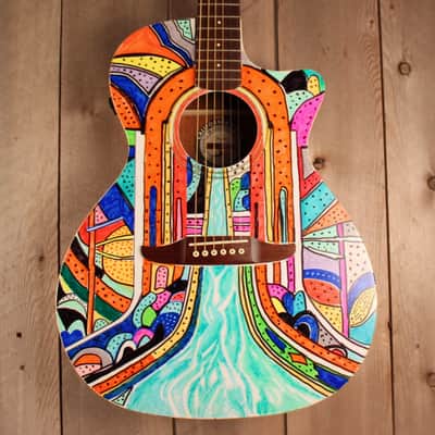 Fender California Series CUSTOM Art guitar LE Newporter Player - " A RIVER RUNS THROUGH IT "w/Soft Case image 3