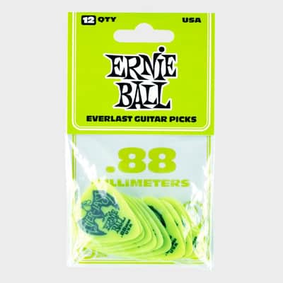 .88mm Green Everlast Picks 12-Pack Non-Slip Textured Delrin, world standard shape / specifications image 2