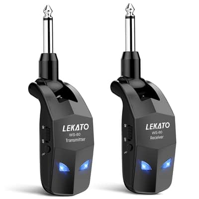 LEKATO WS-80 2.4GHz 4 Channels Wireless Transmitter Receiver System Rechargeable for Guitar Bass image 3