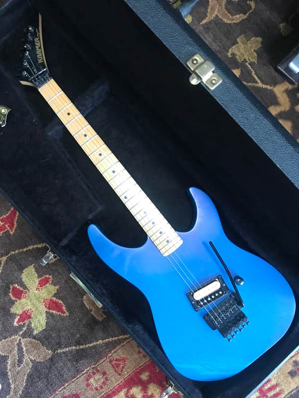 1986 Kramer Baretta II Flip-Flop blue, maple fingerboard, OHSC. With tremblock! image 1