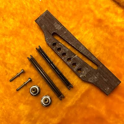 Vintage Late 60’s / Early 70’s Gibson ADJ Bridge w/ Posts + 2x Wood Saddles image 2