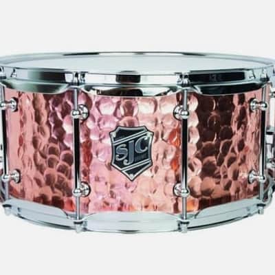 SJC Drums Alpha Copper Snare â€“ 6.5"x14" - Hammered Copper Shell image 5