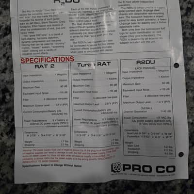 ProCo RAT 2 1988- 1989 Phamplet only, no pedal image 2