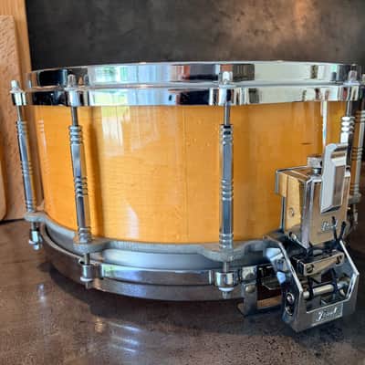 Pearl G-914D Freefloater snare 14x6.5” 1983-1987 - Natural maple lacquer image 5