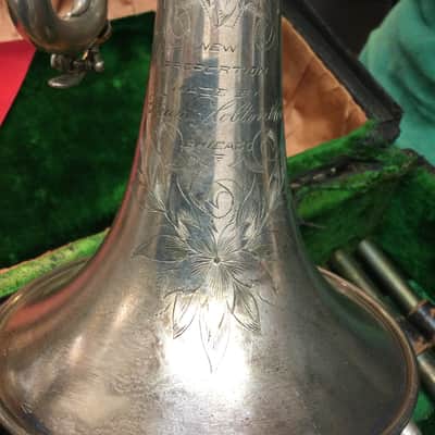 Antique Holton Shepherds Crook Cornet 1930 Silver with multiple tuning slides image 3