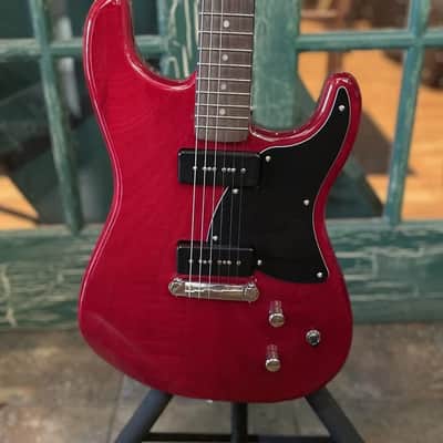 Squier Paranormal Strat-o-Sonic SS Electric Guitar in Transparent Crimson Red image 4