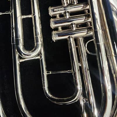 Moz (Advanced Monel Pistons) Marching Mellophone Key of F with Case - Nickel Plated Finish image 4