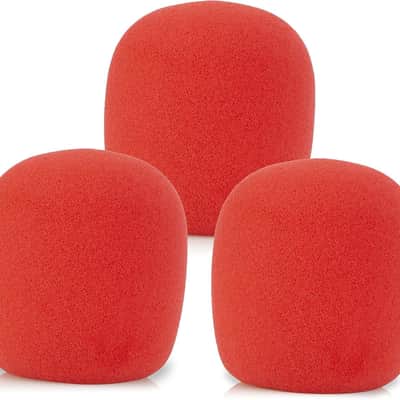 SM58 Pop Filter，Mic Foam Replacement for Shure SM58 SM48 Vocal Microphone Windscreen, Red Noise-Cancellation Windsock Cover 3-Pack