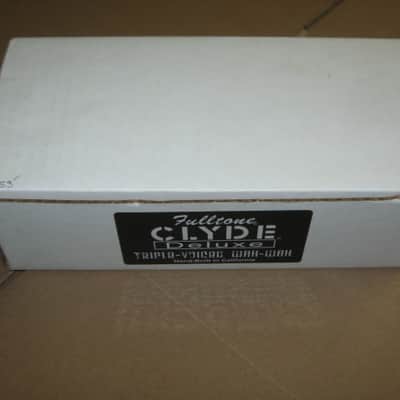 kind of lightly handled genuine Fulltone EMPTY BOX & printout copy of paperwork ONLY for Clyde Deluxe pedal (NO pedal) 2010s (specifically 2019) white box with black & white labels image 3