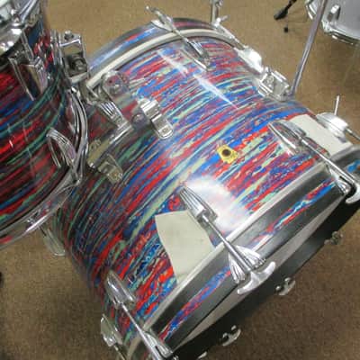 *Vintage* 1968 Ludwig Psychedelic Red Double Bass Drum Set image 7