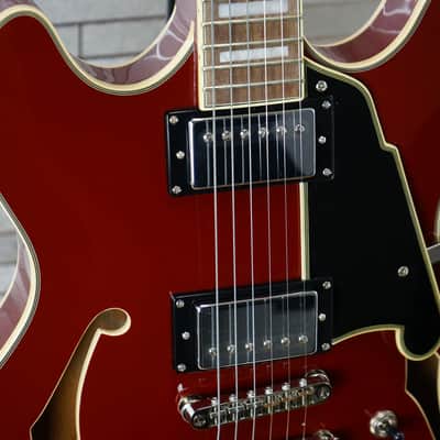 D'Angelico Premier DC Semi-Hollow Double Cutaway - Burnt Red image 4