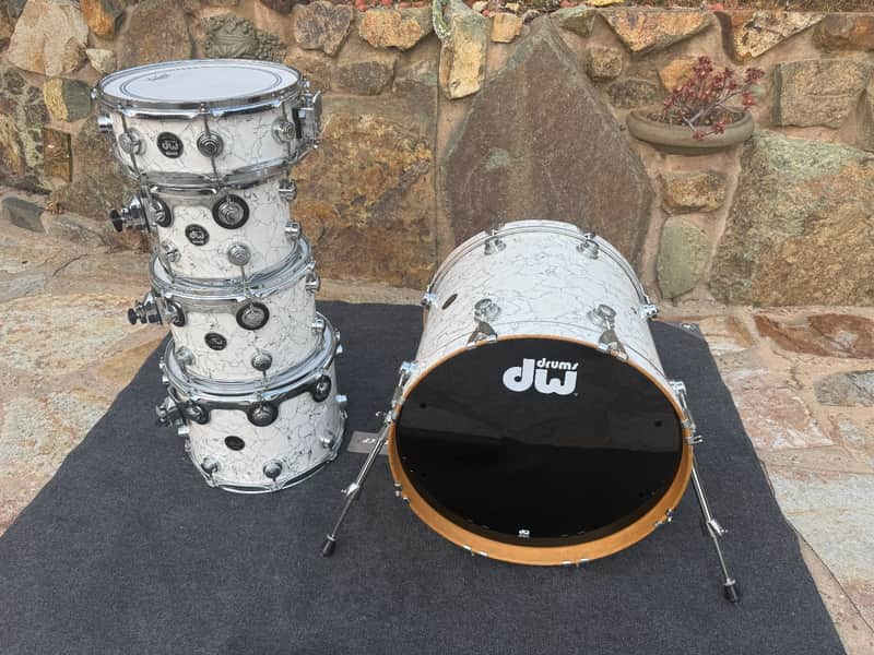 DW Collectors 5pc Drum Set White Marble w/ 20 inch kick! image 1