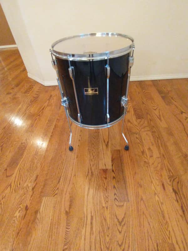 Pearl Export 16 X 16 Floor Tom On Legs, Gloss Black Mint Condition! image 1
