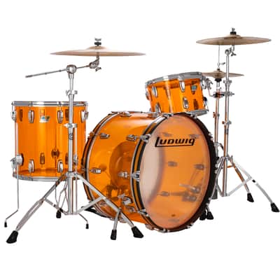 Ludwig *Pre-Order* Vistalite Amber Downbeat Acrylic Kit 14x20/8x12/14x14 Acrylic Kit Drums Shell Pack | Made in the USA | Special Order | Authorized Dealer image 1