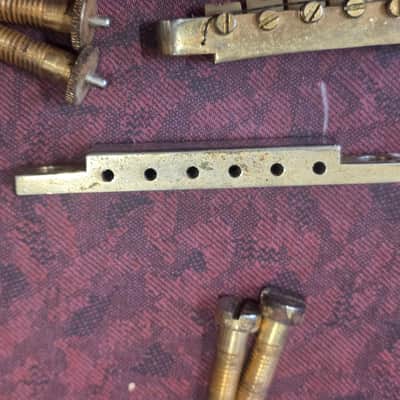 National Ibanez Univox HTF Bridge and Tailpiece Set Gold Made In Japan Tuneomatic Copy 1970s image 6