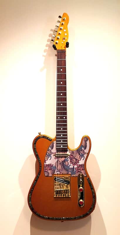 CUSTOM DESIGNED & CRAFTED COPPER METALLIC TELE STYLE WITH KOI TATTOO PG & DRAGON BLOOD JASPER STONES- SERIAL #071 -2025 - "B" STOCK image 1