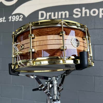 Doc Sweeney Drums "Rings" Stave Segmented Caribbean Rosewood & Curly Maple 6.5x14" Snare Drum with Brass Hardware image 2