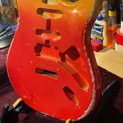 MJT VTS HSS Strat body in awesome Sunset burst! image 2