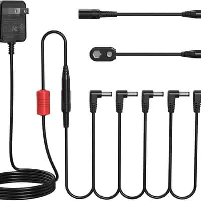 DPA-100 Guitar Pedal Power Supply Adapter 9V DC 1A Tip Negative 5 Way Daisy Chain Cables for Effect Pedal image 1