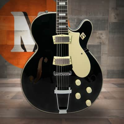 Silvertone Semi-Hollow w/ Trapeze 2 mini-hum PU's - Gloss Black (1446TBK) image 1