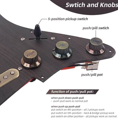Prewired Loaded Pickguard,Electric Guitar Pickguard with SSS Guitar Pickup Set, for 3-ply Stratocaster Pick Guard Loaded High Output Alnico V Single Coil Humbucker Replacement Parts image 3