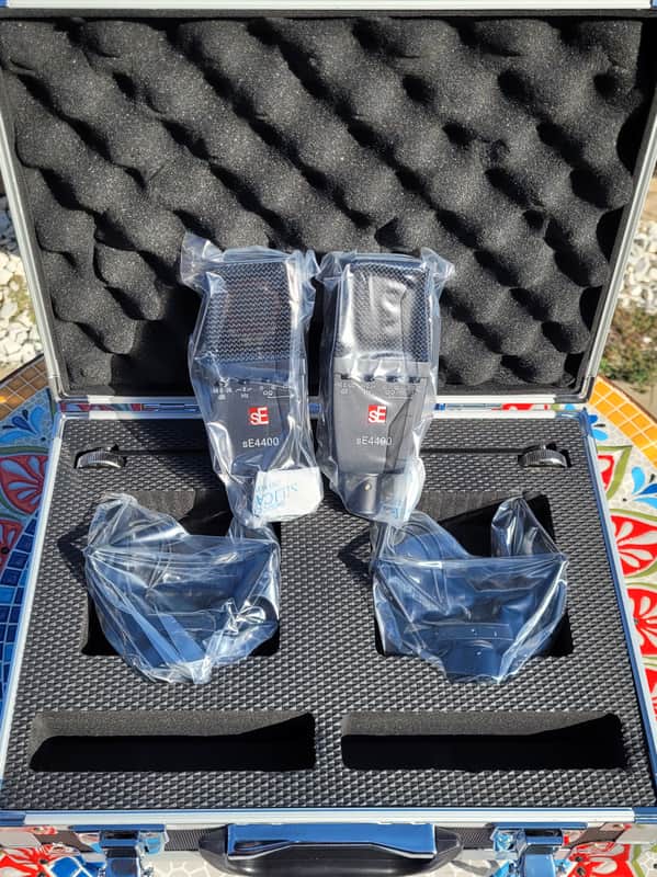 sE Electronics SE4400-PAIR (2nd Gen) Factory Matched Pair of SE4400 Large Diaphragm Condenser Microphones - With Shock Mounts, Stereo Bar, and Hard Case! **FREE SHIPPING!** image 1