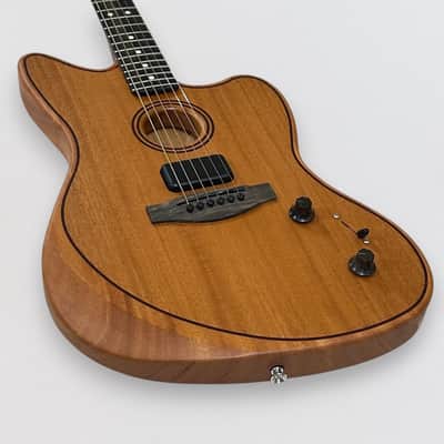 Fender American Acoustasonic Jazzmaster All-Mahogany Acoustic-Electric Guitar - Natural image 5