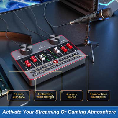 Podcast Equipment Bundle For 2 Mic Tiktok Video Content Creator Kit, Audio Interface Dj Mixer Sound Card/Board Condenser Microphone For Studio Smartphone/Pc/Laptop Broadcast Recording/Live Stream image 2