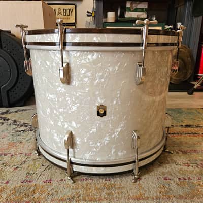 Leedy 20x14" 3-ply Bass Drum - White Marine Pearl - Nickel Hardware 1950 image 3